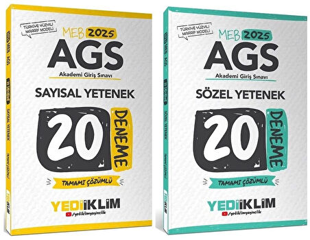 Yediiklim 2025 MEB-AGS Sayısal + Sözel Yetenek 20+20 Deneme 2 li Set Yediiklim Yayınları