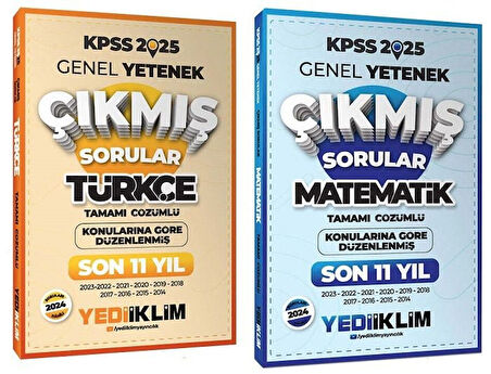 Yediiklim 2025 KPSS Türkçe+Matematik Çıkmış Sorular Son 11 Yıl Konularına Göre 2 li Set Yediiklim