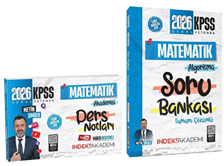 İndeks Akademi 2026 KPSS Matematik Akademisi Video Ders Notları + Soru Bankası 2 li Set