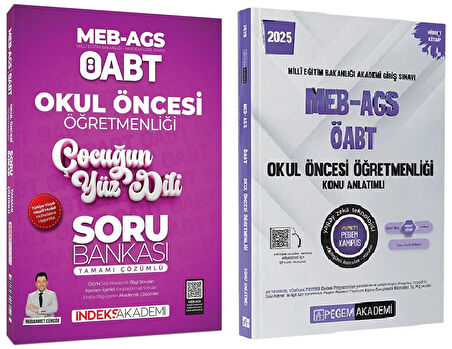 Pegem + İndeks 2025 ÖABT MEB-AGS Okul Öncesi Konu + Çocuğun Yüz Dili Soru Bankası 2 li Set - Muhammet Güngör Pegem + İndeks Akademi Yayınları