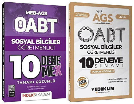 Yediiklim + İndeks 2025 ÖABT MEB-AGS Sosyal Bilgiler Öğretmenliği 10+10 Deneme 2 li Set Yediiklim + İndeks Akademi Yayınları