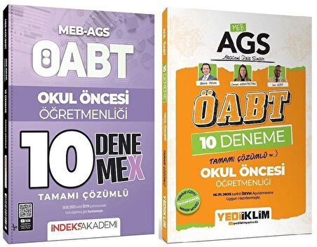 Yediiklim + İndeks 2025 ÖABT MEB-AGS Okul Öncesi Öğretmenliği 10+10 Deneme 2 li Set - Bülent Tanık, Can Köni, Cennet Karataştan Yediiklim + İndeks Akademi Yayınları