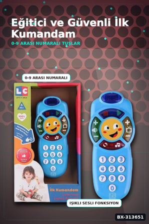 Işıklı Sesli 30+ Şarkılı Bebek Kumanda Oyuncak - 1 Adet, 6-36 Ay Eğitici Oyun BX-313651