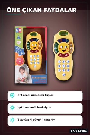 Işıklı Sesli 30+ Şarkılı Bebek Kumanda Oyuncak - 1 Adet, 6-36 Ay Eğitici Oyun BX-313651