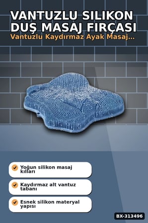 Vantuzlu Silikon Duş Masaj Fırçası 1 Adet - Ayak ve Sırt Temizliği İçin BX-313496