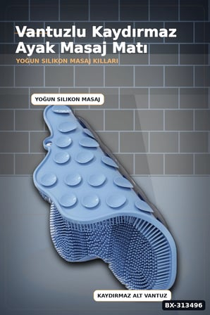 Vantuzlu Silikon Duş Masaj Fırçası 1 Adet - Ayak ve Sırt Temizliği İçin BX-313496