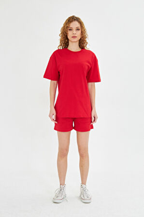 Kadın Konforlu %100 Pamuk Kısa Kollu Günlük Tişört