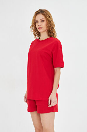 Kadın Konforlu %100 Pamuk Kısa Kollu Günlük Tişört