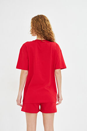 Kadın Konforlu %100 Pamuk Kısa Kollu Günlük Tişört