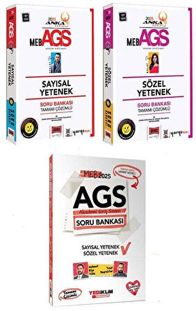 Yargı + Yediiklim 2025 MEB-AGS Sözel + Sayısal Yetenek Soru Bankası 3 lü Set Yargı + Yediiklim