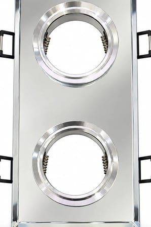 İkili Kare Cam Spot Lamba - GU10 Duy LED Çerçeveli 4000K Kristal Tavan Armatürü, 1 Adet BX-316744