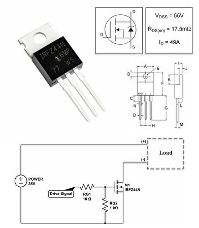 IRFZ44 N KANAL MOSFET - 55V 49A Mosfet - TO220