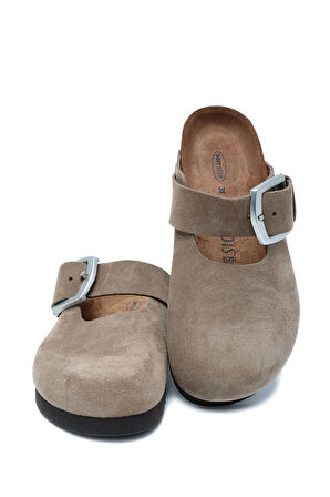 14444 Ch-Kifidis Soft Step Kadın Süet Deri Sabo Mantar Terlik 36-41