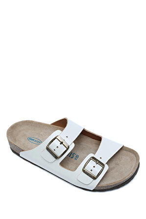 K10260DK Kifidis Soft Step Kadın Çift Bantlı Deri Mantar Terlik 36-41