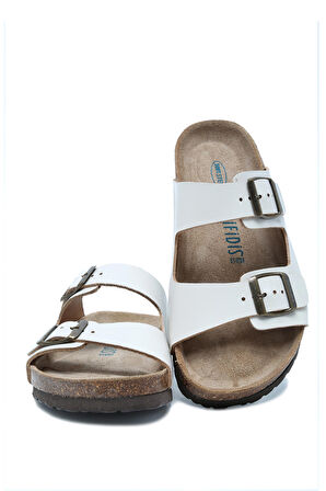 K10260DK Kifidis Soft Step Kadın Çift Bantlı Deri Mantar Terlik 36-41