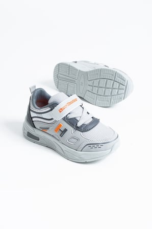 Minimix Unisex Çocuk Cırtlı Buz Gri Turuncu Cırtlı Air Taban Kreş ve Anaokulu Spor Ayakkabı