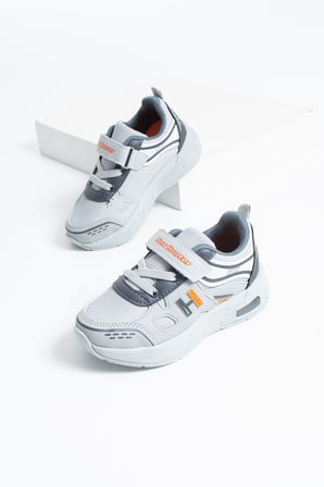 Minimix Unisex Çocuk Cırtlı Buz Gri Turuncu Cırtlı Air Taban Kreş ve Anaokulu Spor Ayakkabı