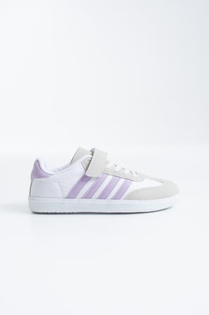 Kız Çocuk Beyaz Retro Terrace Çizgili Cırtlı Okul ve Günlük Sneaker Spor Ayakkabı