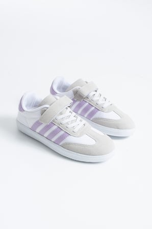 Kız Çocuk Beyaz Retro Terrace Çizgili Cırtlı Okul ve Günlük Sneaker Spor Ayakkabı