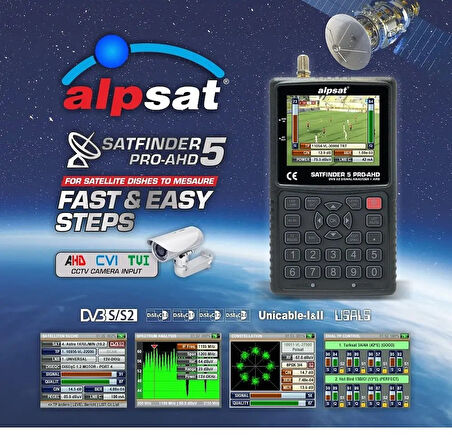 ALPSAT 5 HD PRO GÖRÜNTÜLÜ UYDU BULUCU*AHD*TVI*CVI TEST CİHAZI * SATFİNDER AS05-HDPRO
