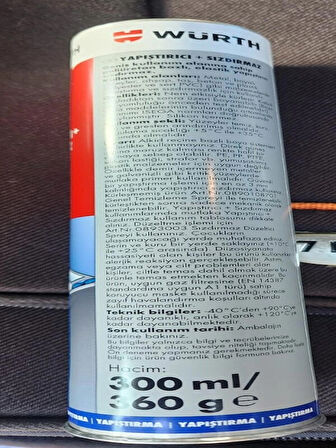 Würth Yapıştırıcı-Sızdırmaz Gri 300 ml / 360 gr
