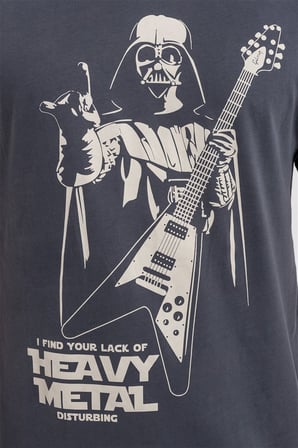 Erkek Heavy Metal Tasarımlı Bisiklet Yaka %100 Pamuklu Tişört