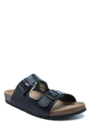 K0765DE Kifidis Soft Step Erkek Çift Bantlı Deri Mantar Terlik 40-46