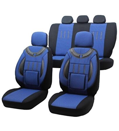 Renault Kangoo 2+1 Uyumlu Oto Koltuk Kılıfı MAVİ - SİYAH
