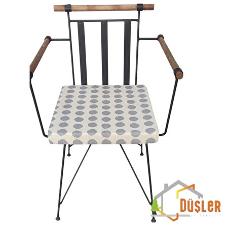 40x40 Gri Puantiyeli Krem Su ve Leke İtici Fermuarlı Bağcıklı Sandalye Minderi 5 cm