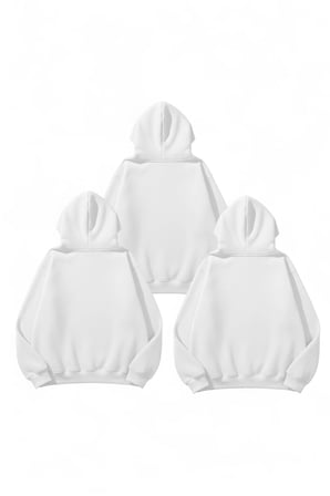 Unisex Beyaz & Beyaz & Beyaz 3'lü Düz Fırsat Paket 3 İplik Oversize Sweatshirt