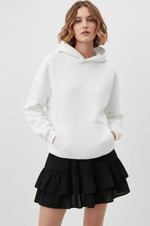 Unisex Beyaz & Beyaz & Beyaz 3'lü Düz Fırsat Paket 3 İplik Oversize Sweatshirt