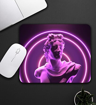 Mor Renk Estetik Heykel Motifli Mouse Pad 23x19cm Fare Altlığı Kaydırmaz Taban De587