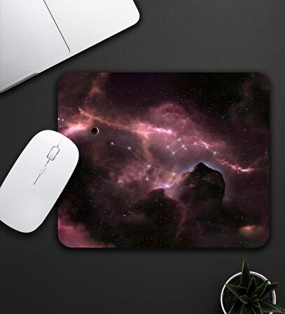 Pembe Ve Siyah Renk Galaksi Temalı Mouse Pad 23x19cm Fare Altlığı Kaydırmaz Taban De595