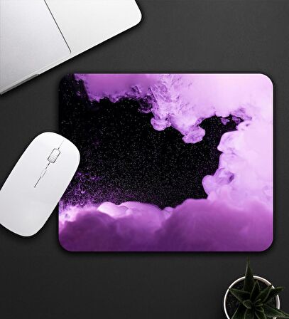 Mor Ve Siyah Renk Galaksi Temalı Mouse Pad 23x19cm Fare Altlığı Kaydırmaz Taban De596