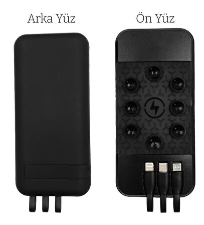 10000mAh Wi-Fi Kablosuz Powerbank | Vakumlu, Micro USB, Type-C, Hızlı Şarj, LED Işık, Rubber Gövde