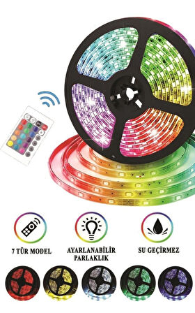 Uzaktan Kumandalı RGB Şerit Led 5m Çok Renkli