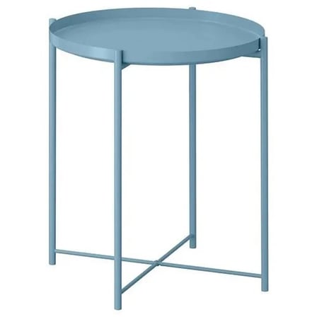 IKEA GLADOM tepsili sehpa , açık mavi, 45x53 cm 