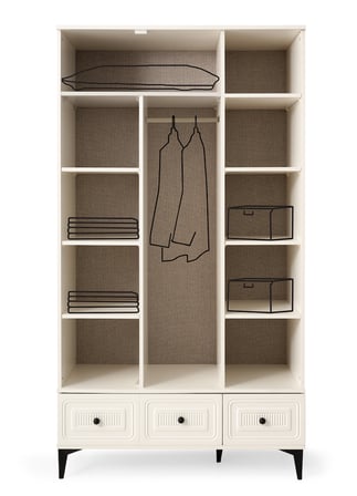 Alaska 3 Kapaklı %100 MDF Elbise Dolabı Gardrop 117x54x212