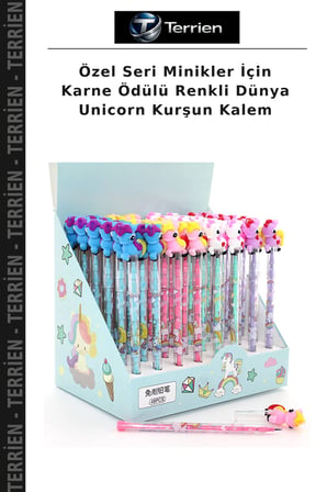 Özel Seri Minikler İçin Karne Ödülü Renkli Dünya Unicorn Kurşun Kalem