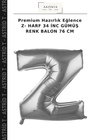 Premium Hazırlık Eğlence Z- HARF 34 İNC GÜMÜŞ RENK BALON 76 CM