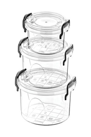 Bonny Box Saklama Kabi Yuvarlak 3 Lu Set Şeffaf