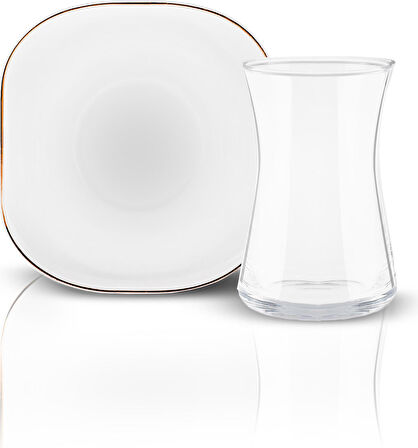 Karaca Streamline Plato 12 Parça 6 Kişilik Cam Çay Seti 165 ml