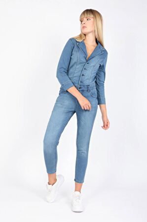 Kadın Jean Tulum Pantolon Mavi