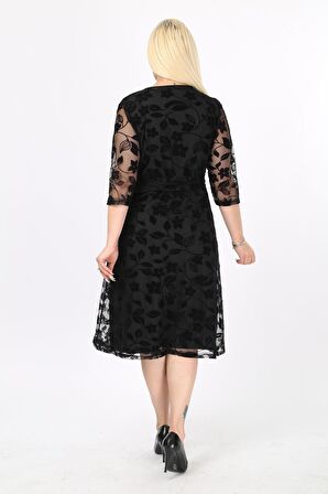 Kruvaze Yaka Büyük Beden Abiye Elbise 9A-2146