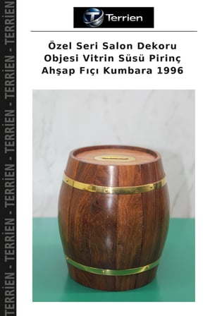 Özel Seri Salon Dekoru Objesi Vitrin Süsü Pirinç Ahşap Fıçı Kumbara 1996