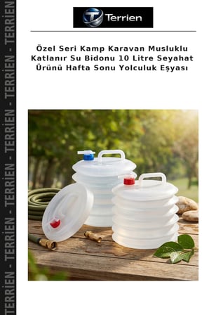Özel Seri Kamp Karavan Musluklu Katlanır Su Bidonu 10 Litre Seyahat Ürünü Hafta Sonu Yolculuk Eşyası