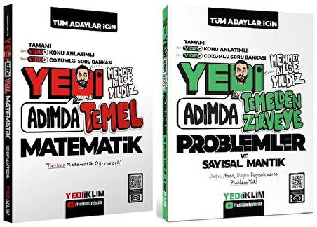 Yediiklim KPSS DGS ALES YKS Yedi Adımda Temel Matematik + Problemler Konu Soru Bankası 2 li Set