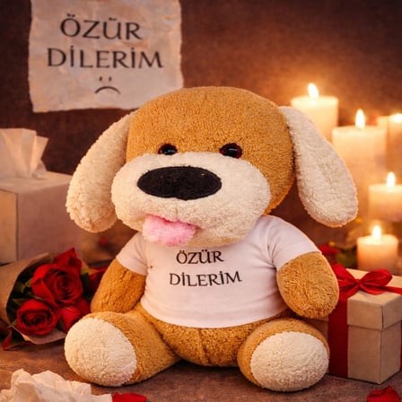 Özür Dilerim Tişörtlü Peluş Oyuncak Köpek Sevdiklere Hediye Kalpli Düşunce Yumuşak Biblo