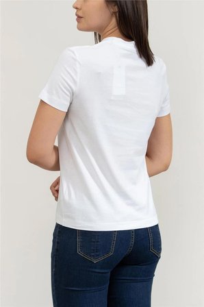 Calvin Klein Kadın Tişört Beyaz M Oval Yaka Kısa Kol