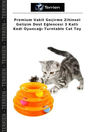 Premium Vakit Geçirme Zihinsel Gelişim Dost Eğlencesi 3 Katlı Kedi Oyuncağı Turntable Cat Toy